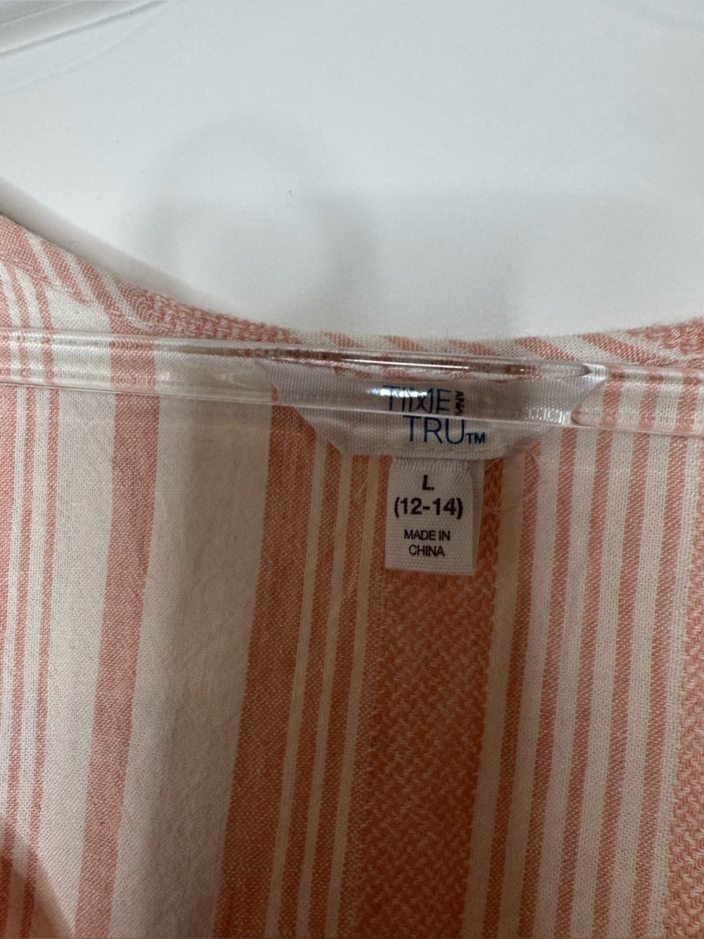 Time and Tru Sleeveless Pink and Cream Striped V-Neck Top pastel linen blend LG - Picture 2 of 4